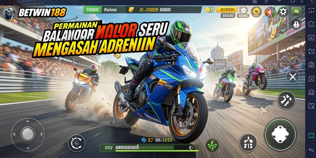 Tampilan permainan balap motor dengan kecepatan dan ketegangan tinggi.