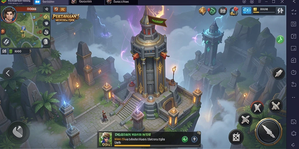 Tangkapan layar utama ID66 menunjukkan pertarungan seru dalam Tower Defense.