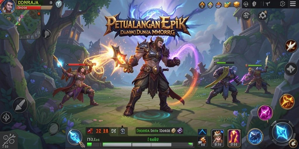 Screenshot gameplay IDNRAJA menampilkan aksi seru dalam pertempuran MMORPG.