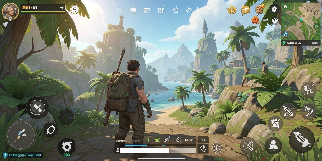 Screenshot gameplay KM789 menunjukkan dunia terbuka yang luas dan menakjubkan.