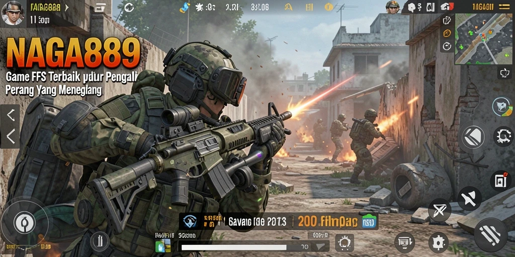Tampilan gameplay NAGA889 dengan aksi menembak yang intens.