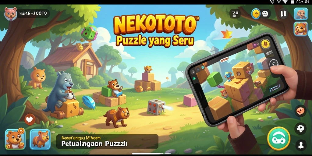 Tampilan menarik gameplay NEKOTOTO dalam menyelesaikan puzzle.