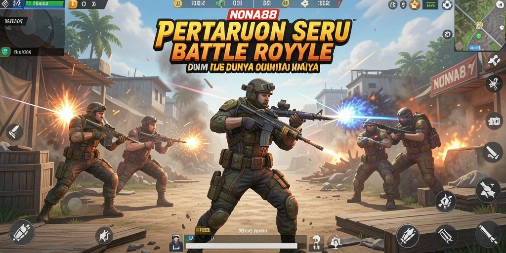 Screenshot NONA88 menampilkan aksi intens di arena Battle Royale.