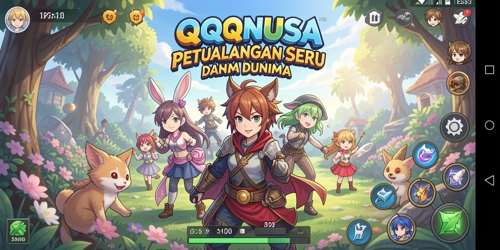 Tampilan gameplay menarik dengan karakter anime yang unik.