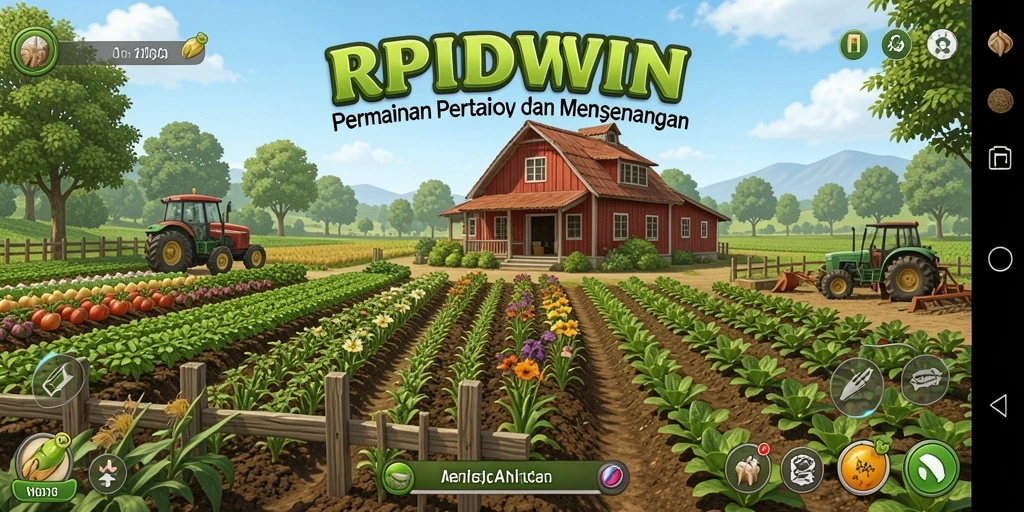 Screenshot gameplay RPIDWIN menampilkan aktivitas bertani yang seru dan interaktif.