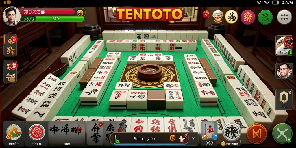 Screenshot utama TENTOTO yang menampilkan gameplay Mahjong yang mendebarkan.