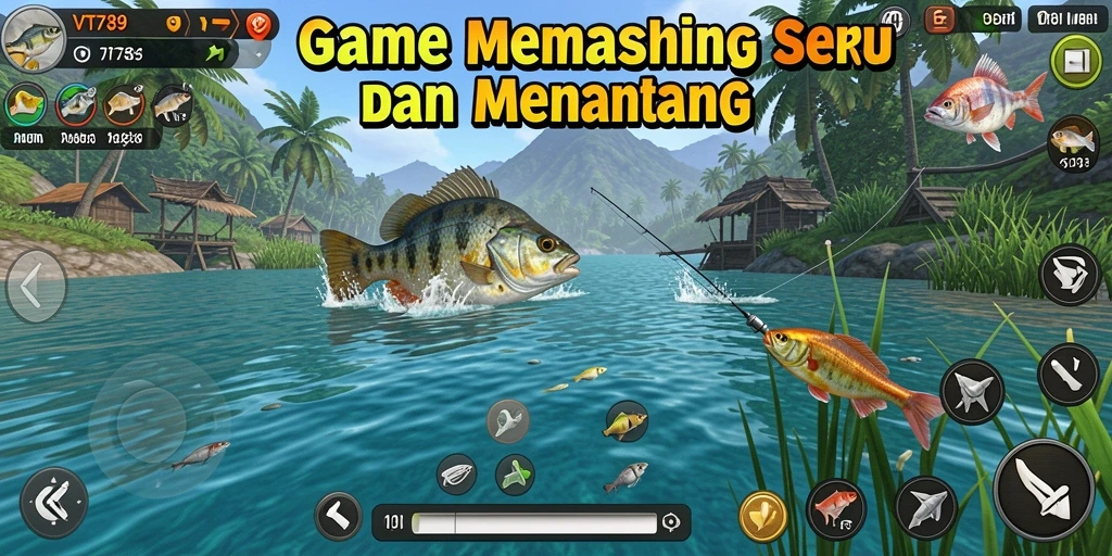 Screenshot gameplay VT789 menunjukkan aksi memancing yang mendebarkan.