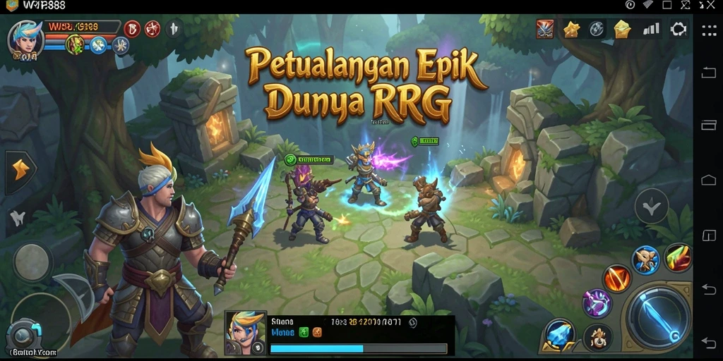 Screenshot gameplay WP888 menampilkan aksi petualangan RPG yang mendebarkan.